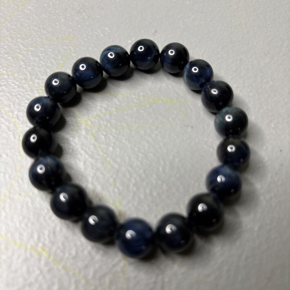 Fashion blue Tiger Eye Bracelet Natural Stone 10mm Round Beads-bracelet Gifts